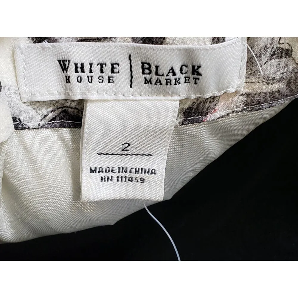 White House Black Market Fit & Flare Dress Womens 2 Floral Silk Off The Shoulder - Image 3