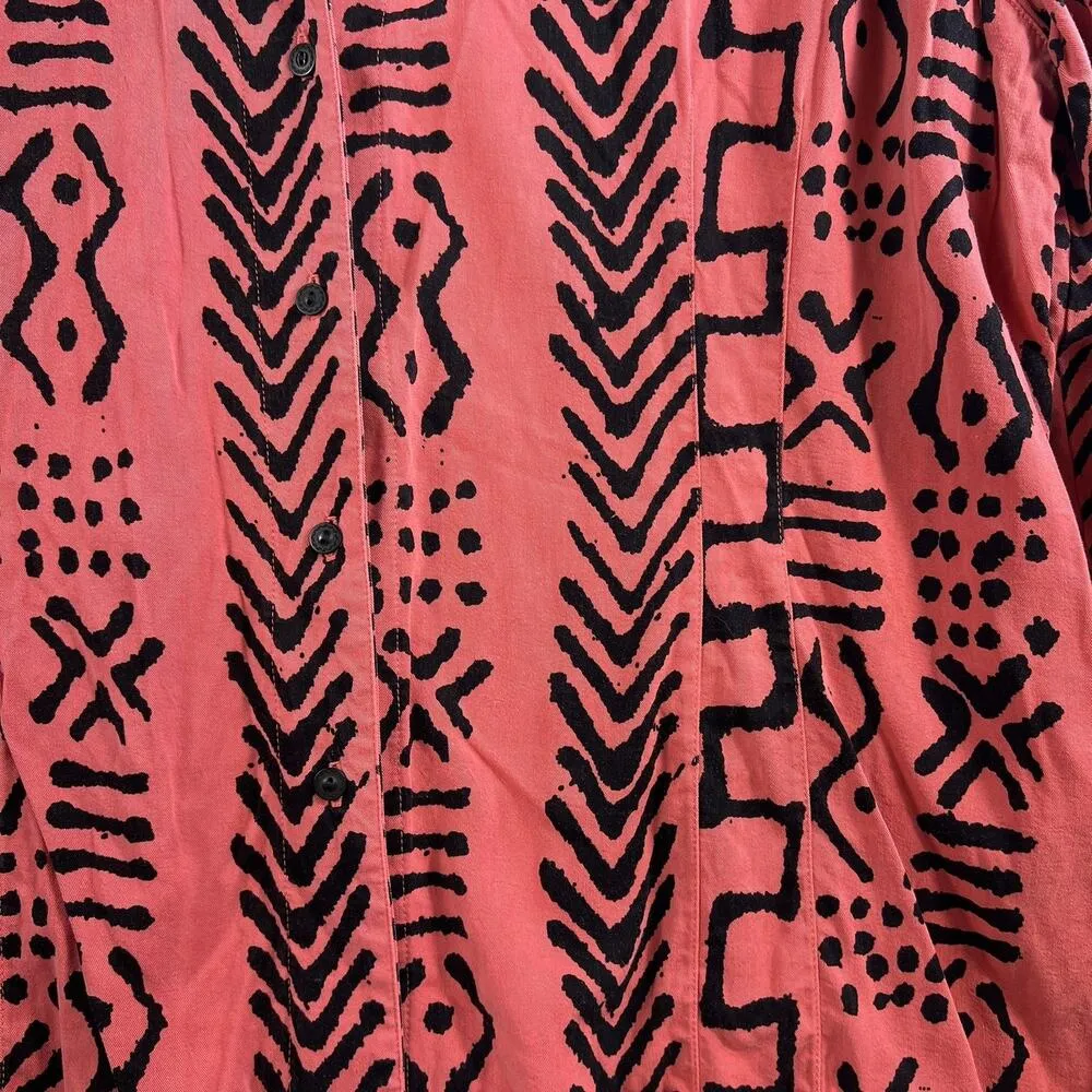 Tianello Plus 3X Shirt Pink Black Soul of Africa Shyanne Top Lagenlook Boho USA - Image 3