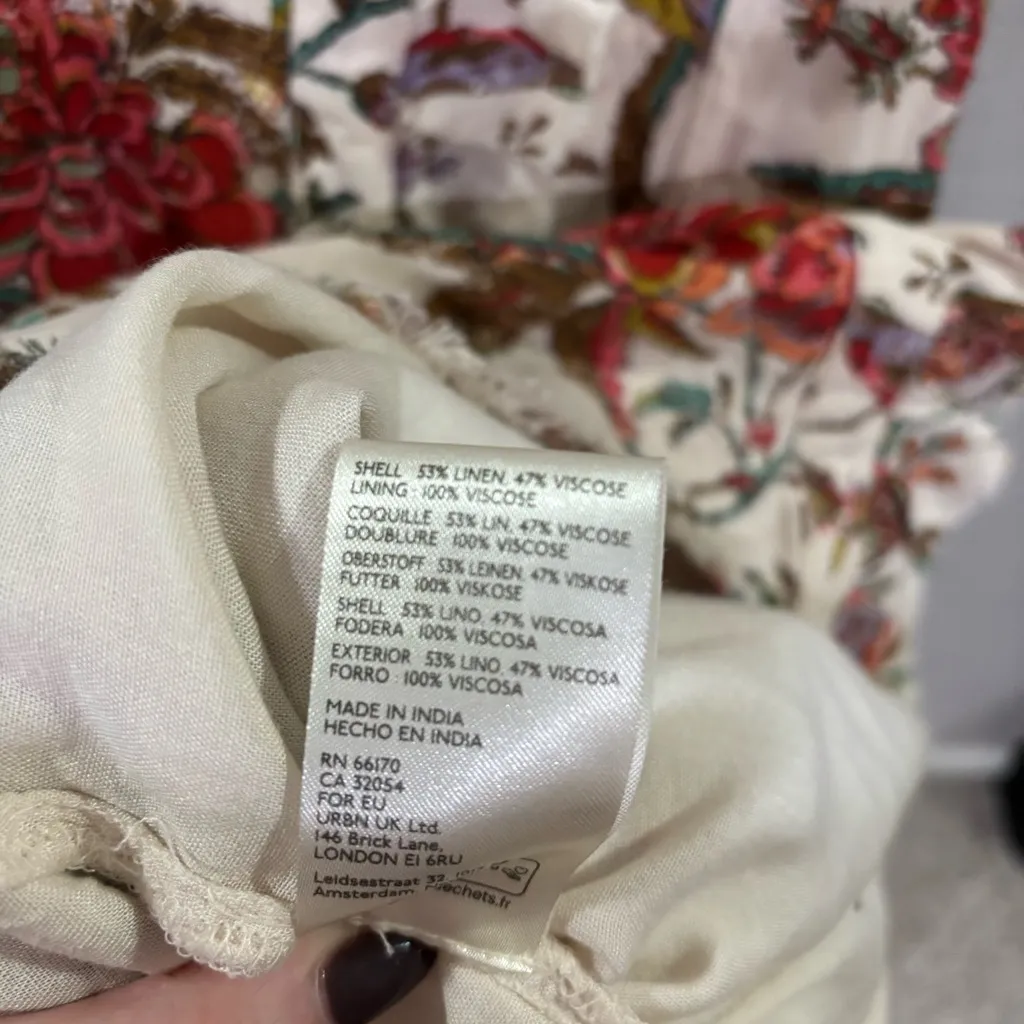 Anthropologie x Pilcro‎ Ruffle-Collar Buttondown Dress Floral Linen Blend Size 2 - Image 11