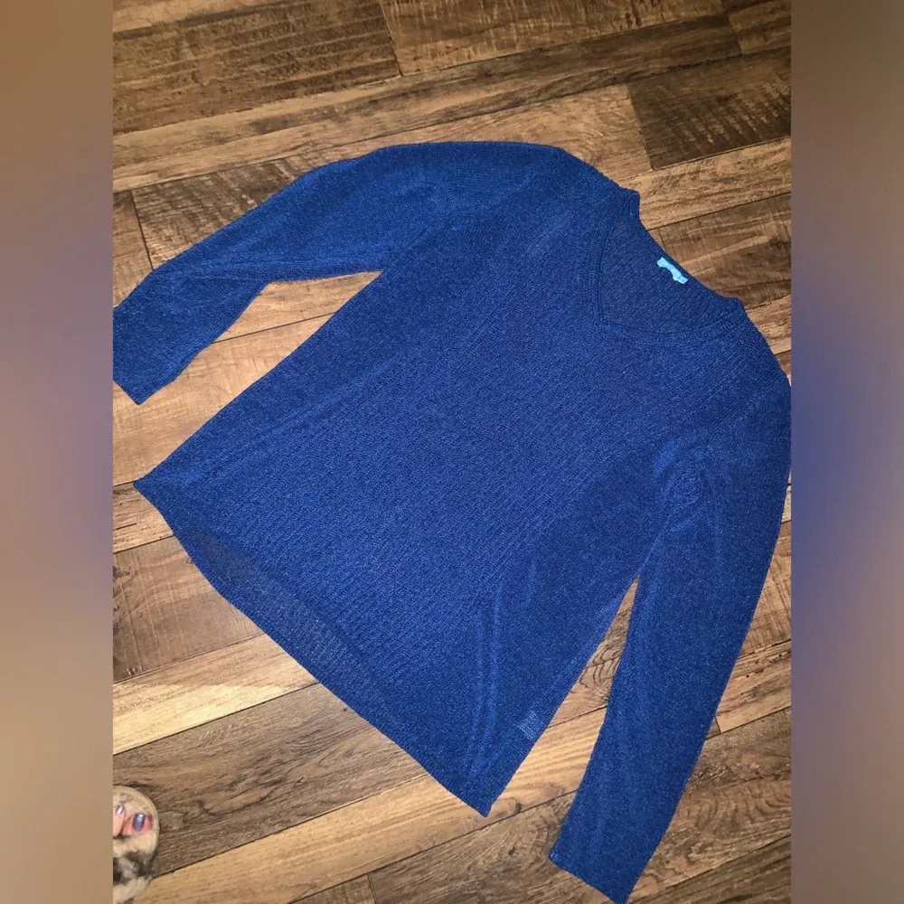 J.McLaughlin knit blue Sweater NWOT L classic preppy coastal fall casual $168 - Image 3