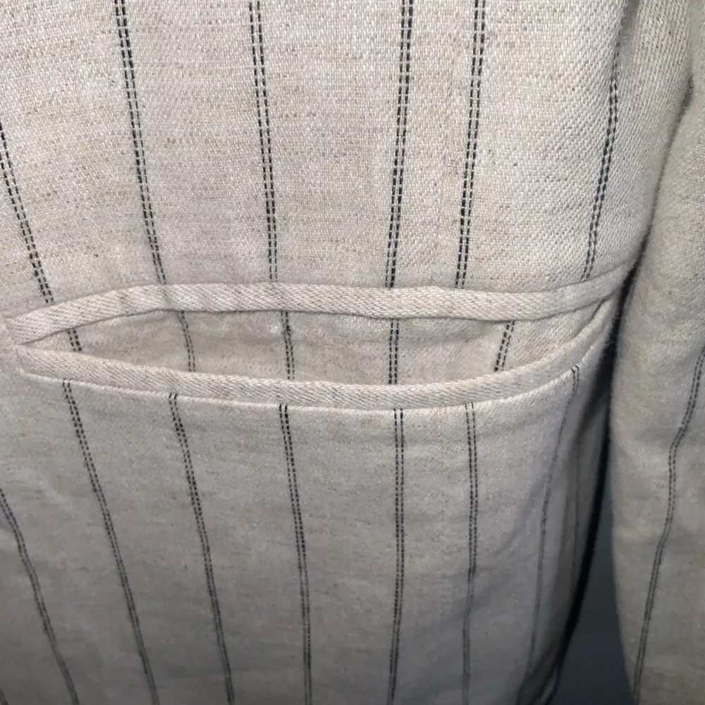 Banana Republic Tan With Black Stripes Blazer Linen Double Breasted Blazer 4 - Image 3