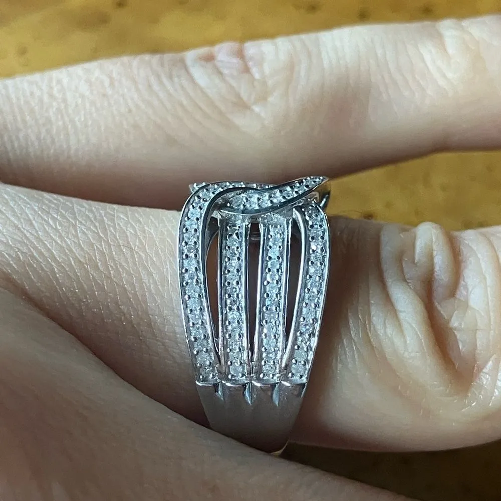 Natural White Diamond Sterling Silver Ring Size 7 - Image 3