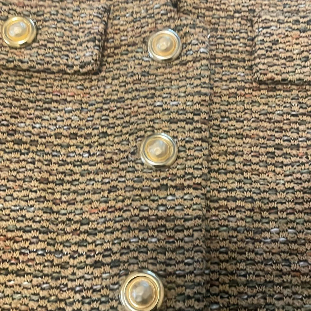 Women’s Vintage Castleberry Yellow Tan Sweater Blazer w/ Gold Buttons, Size 6 - Image 5