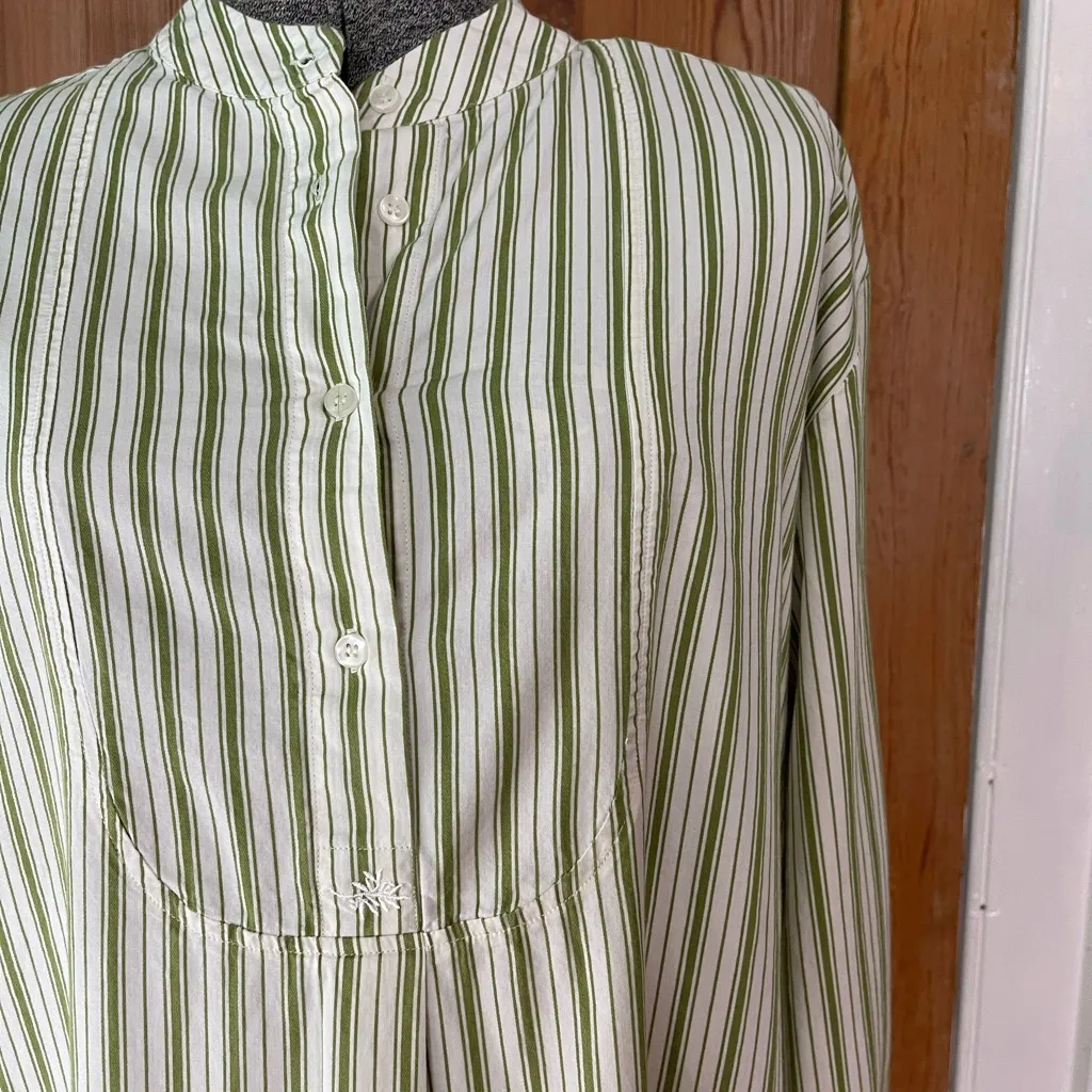 Airelles Striped Cotton Popover Dress – Minimalist Prairie Style ~ Medium💛🍄 Green - Image 3