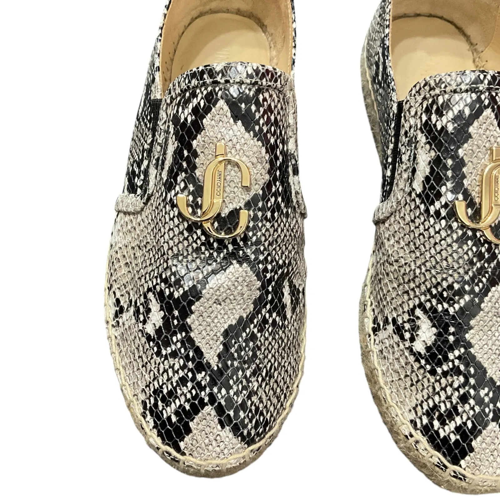 Jimmy Choo Espadrille Slip On Snakeskin Loafers‎ Designer Shoes Size 36.5 - Image 5