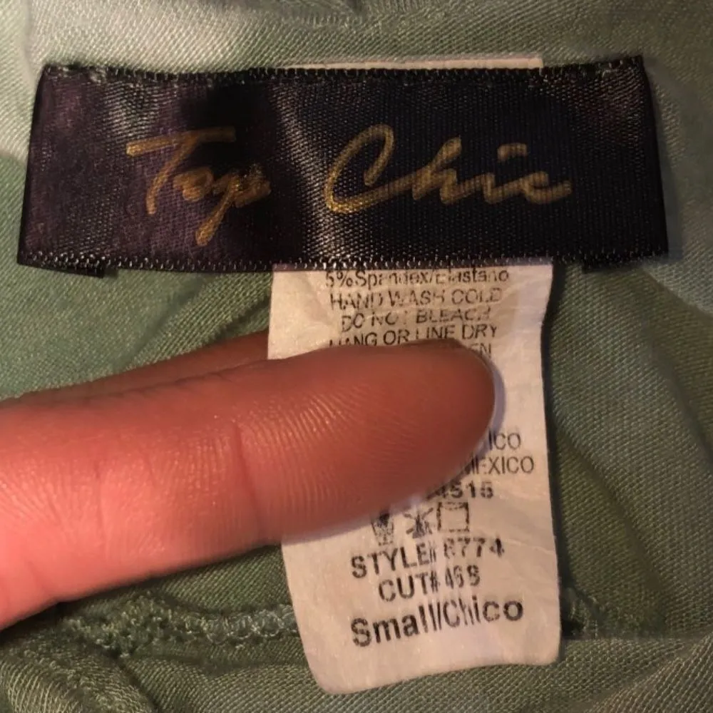 Top chic soft layered flowy ruffled tank Sz small Green - Image 3