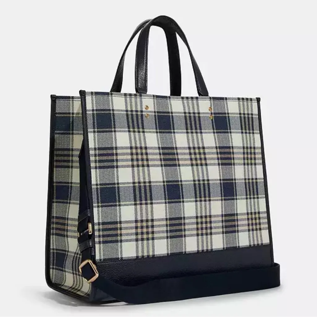 Dempsey Tote Bag 40 With Garden Plaid Print And Coach Patch, C8200 - Image 15