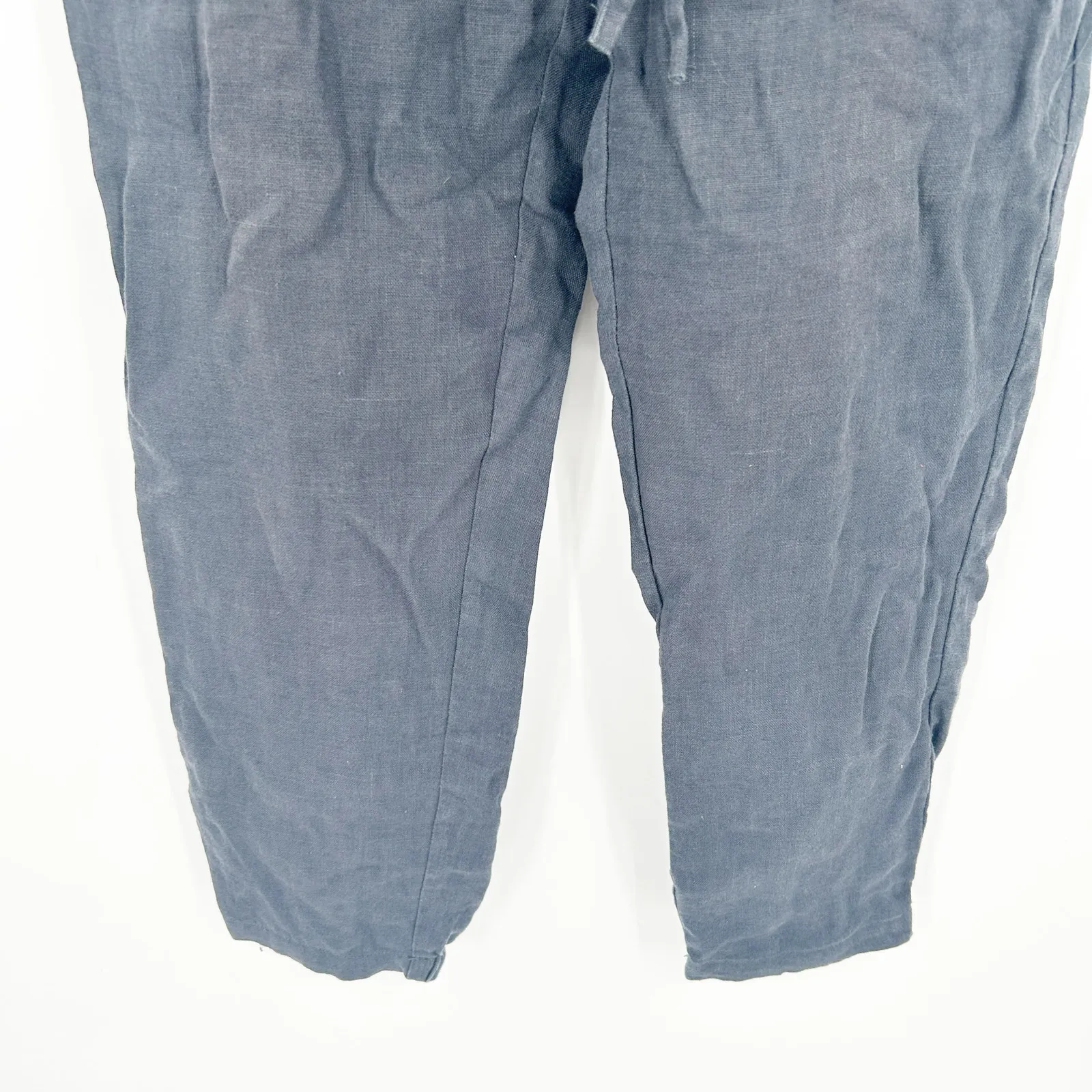 Womens Beachy Summer Lounge Pocket Pull On 100% Linen Pants‎ Size S Gray - Image 3