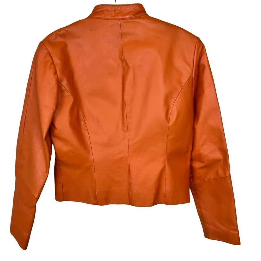 Wilson’s Leather Maxima Orange Leather Zip Moto Jacket - Image 16