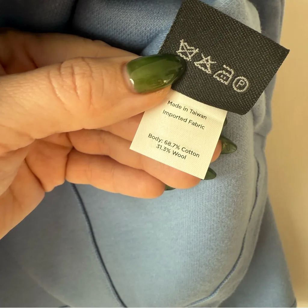 APL Perfect Wool Hoodie Full Zip Powder Blue Woolmark Jacket M. - Image 11