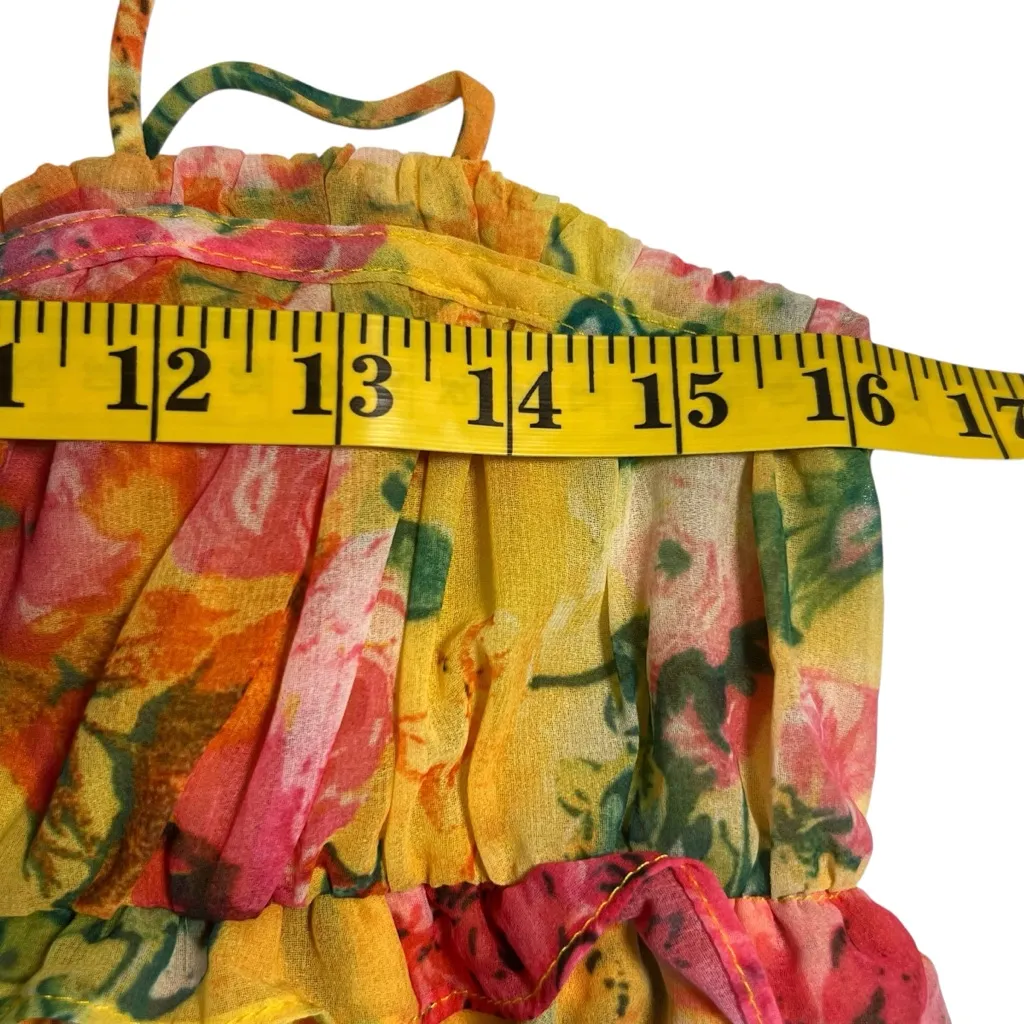 Y2K Womens Floral Babydoll Dress Size XS Bloomcore Fairy Flowy Summer Romantic Yellow - Image 5