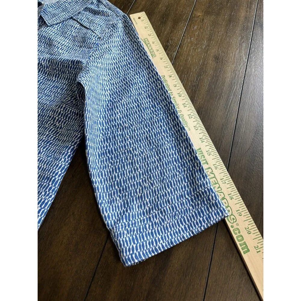 Christopher & Banks Blue All over Pattern Linen Blend Shirt Jacket Big Button M - Image 5