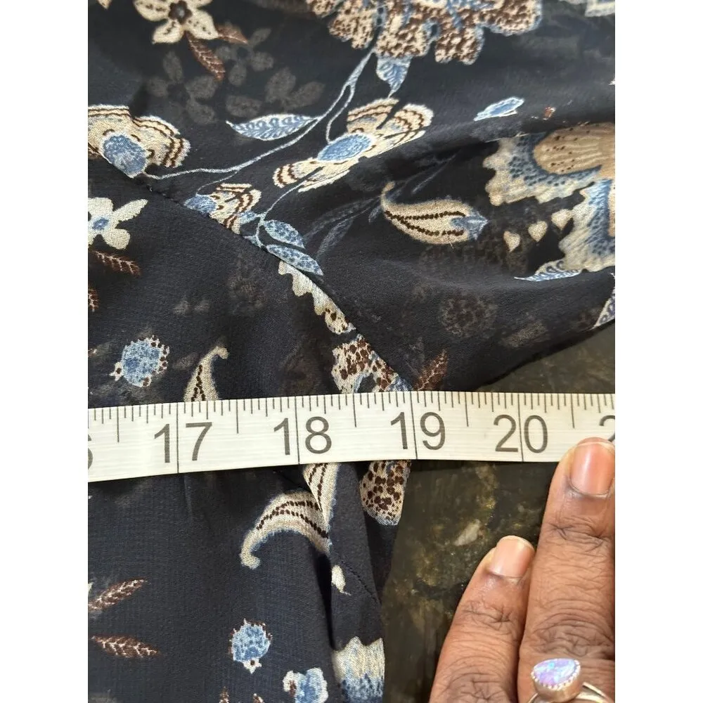 One World Floral Sheer High-Low Dress Cover-Up Blue & Beige Flowers Fit One Size - Image 6