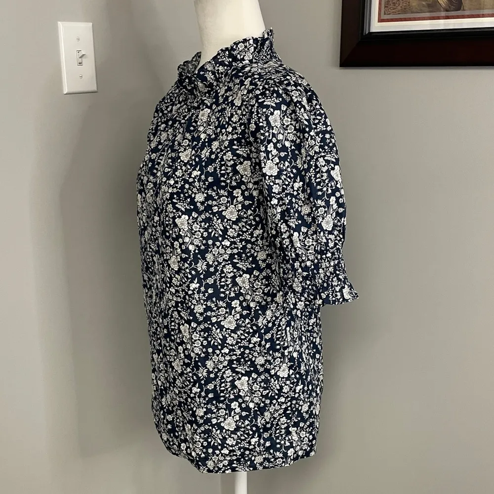 J. Crew Liberty Ruffleneck Keyhole Top Grace Emily Bell Fabric Floral Cottage XS - Image 2