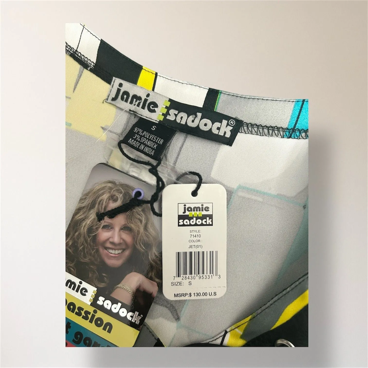 Jamie Sadock S Jet Black Gray Abstract Print Sleeveless Zip Pocket Golf Dress - Image 7