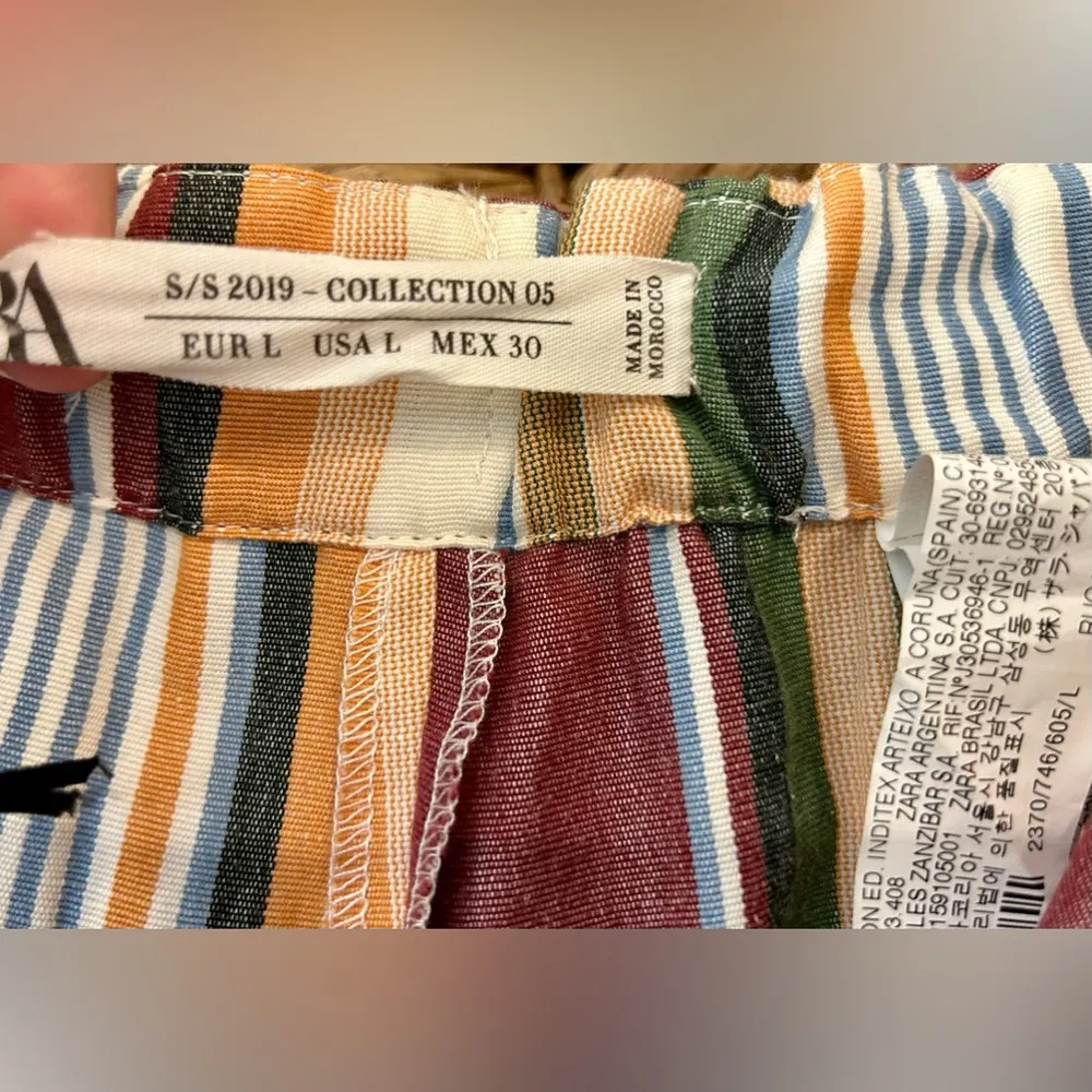 NWT Zara Striped Linen Trousers Size Large - Image 8