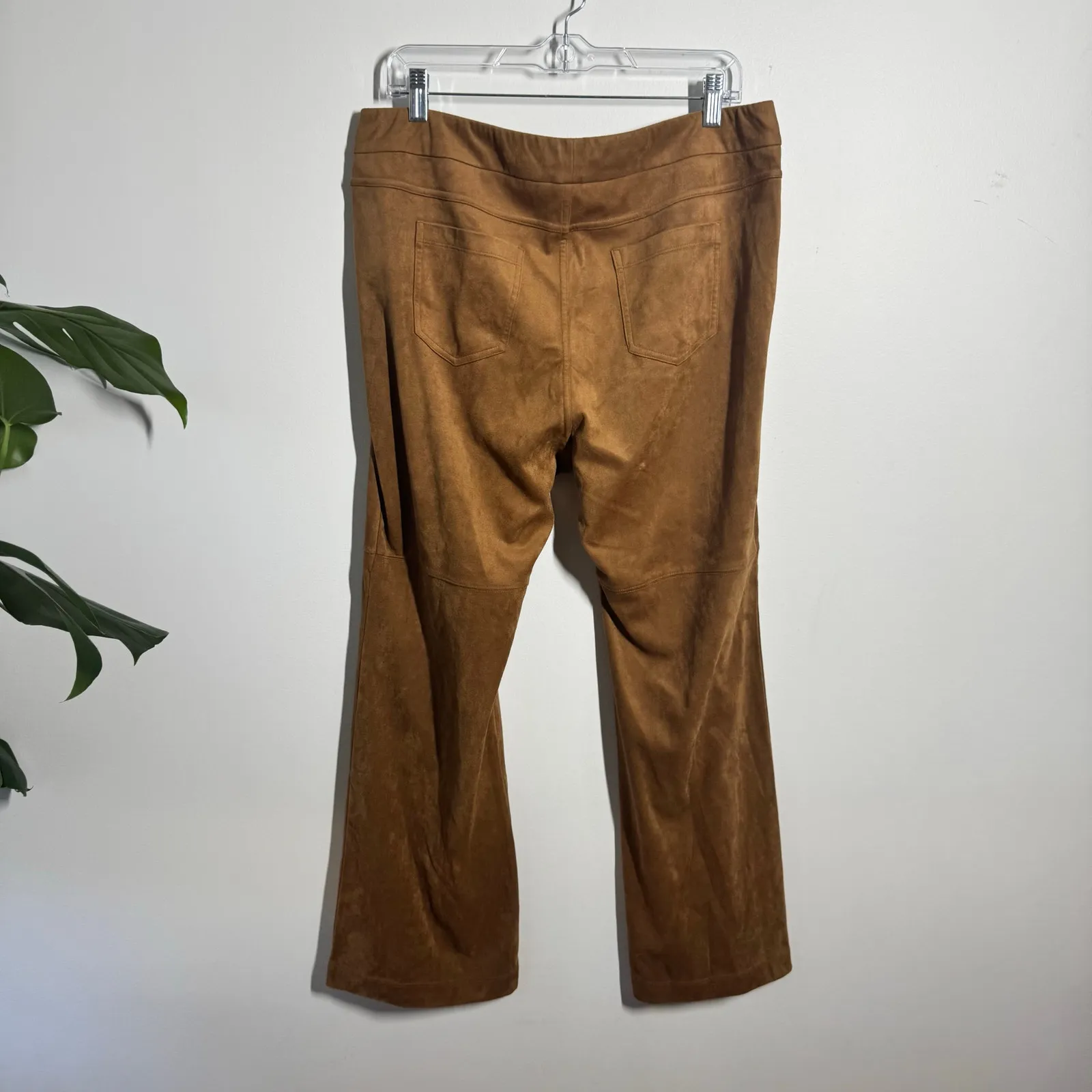 Soft Surroundings Pant Women LP Brown Camel Faux Suede Bootcut Pull On Trouser - Image 2