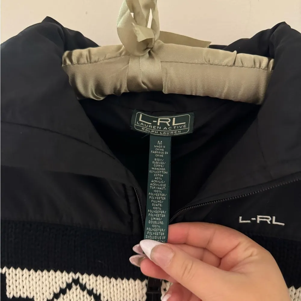 Gorgeous Ralph Lauren active zip up sweater/ jacket size M black and white - Image 4