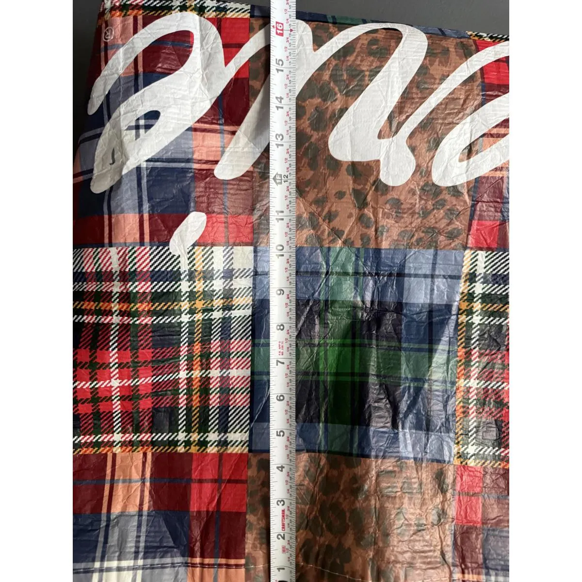 Aerie Patchwork Pattern Tote Bag with Green Handles - Image 6