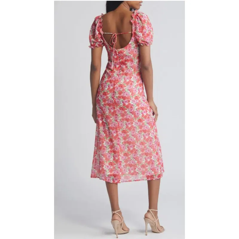 WAYF Felicity Floral Print Midi Dress‎ Size Large - Image 3