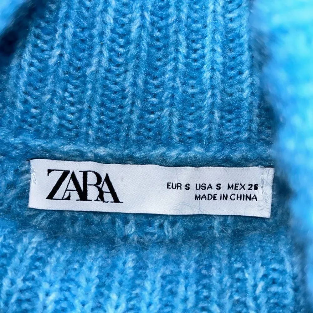 Zara light Blue Wool Blend Turtleneck Oversized Sweater(Size Small) - Image 4