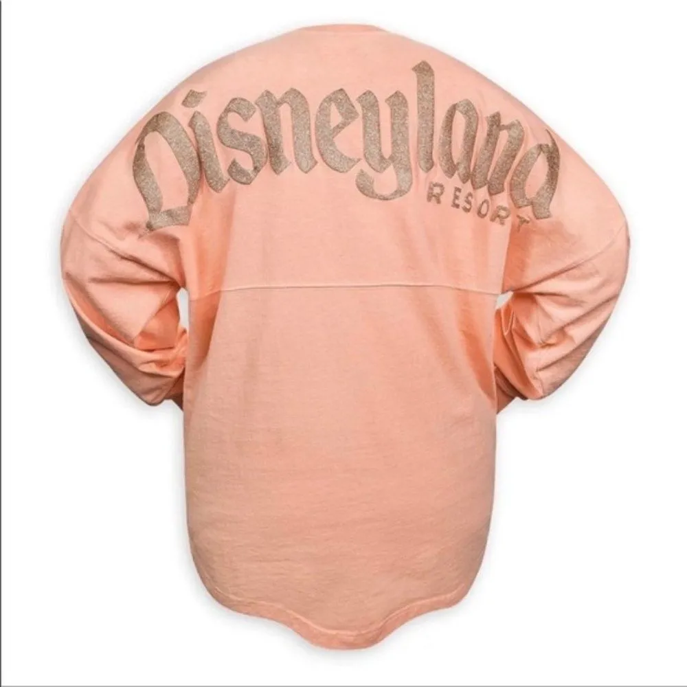 Disneyland Long Sleeve Spirit Jersey Oversized T-Shirt Peach Pink Gold Glitter - Image 10