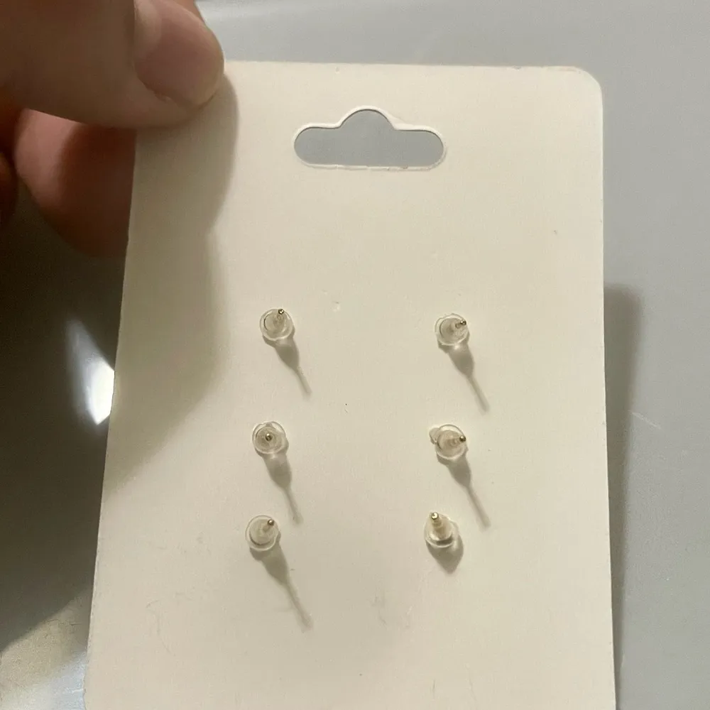 Gold, White and black Lady Stud Earrings Gold - Image 2