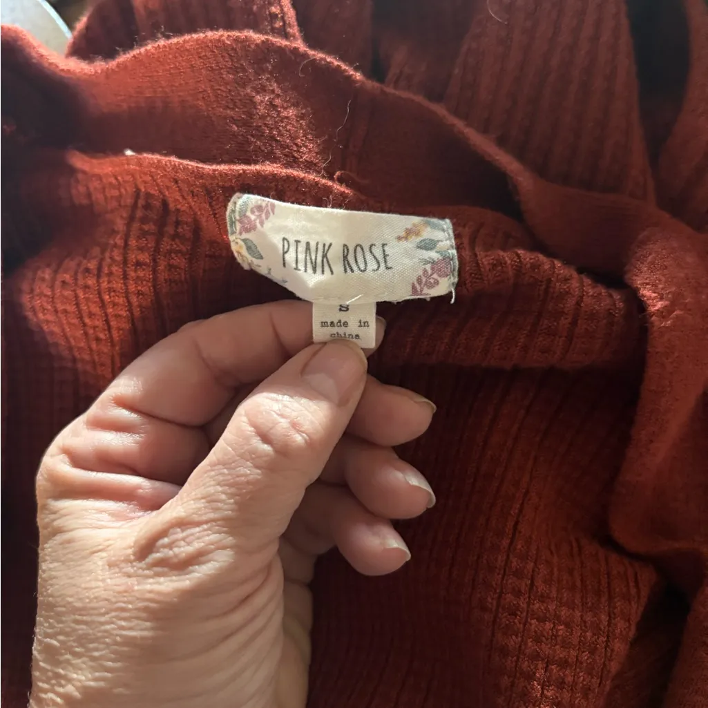 Pink Rose Women's Rust Open-Front Cardigan - Image 5