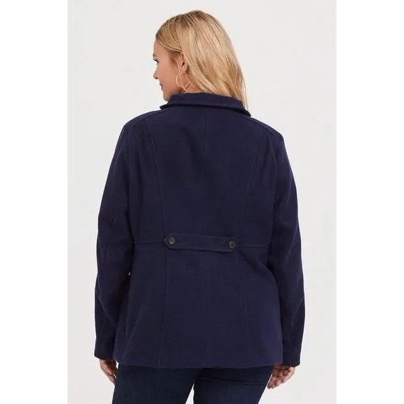 Torrid 4X Navy Blue Peacoat Double Breasted Funnel Neck Winter Jacket Plus Size - Image 11