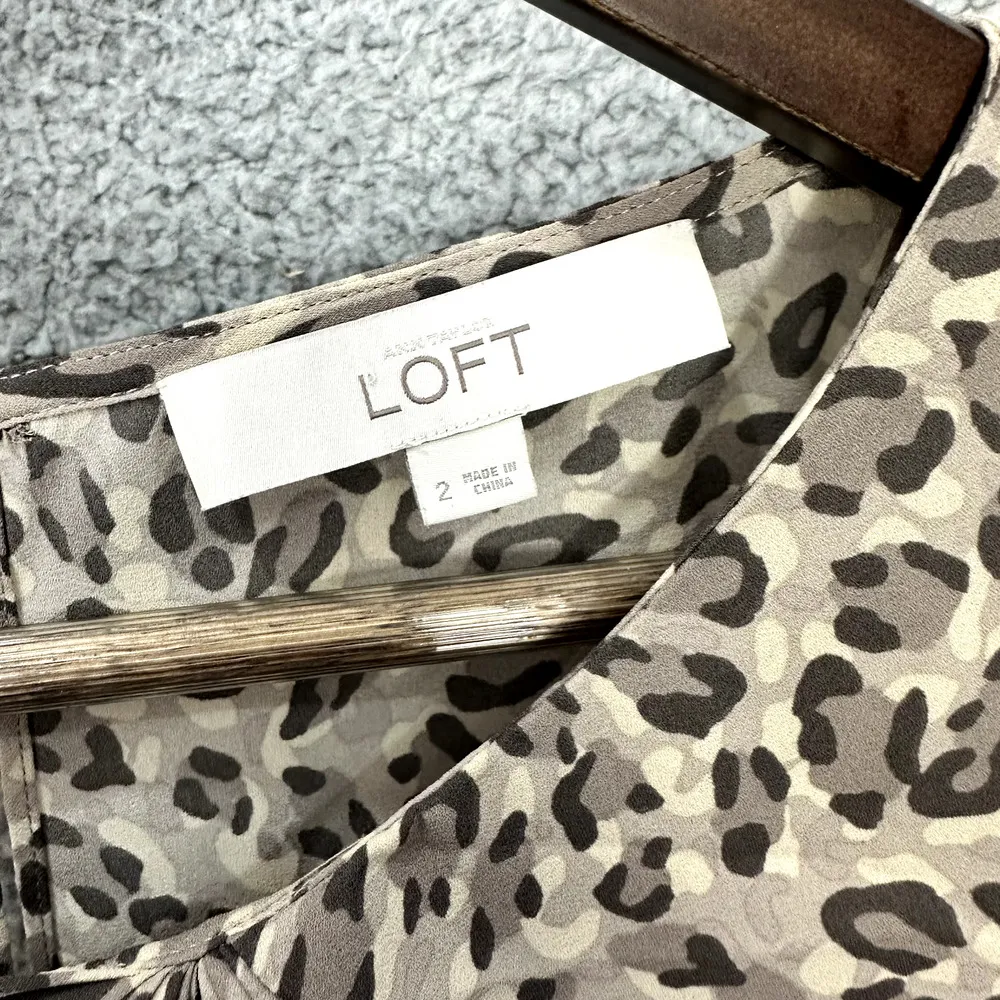 LOFT Brown Animal Leopard Print Sheath Dress Sleeveless Career Boho Chic Women 2 - Image 4