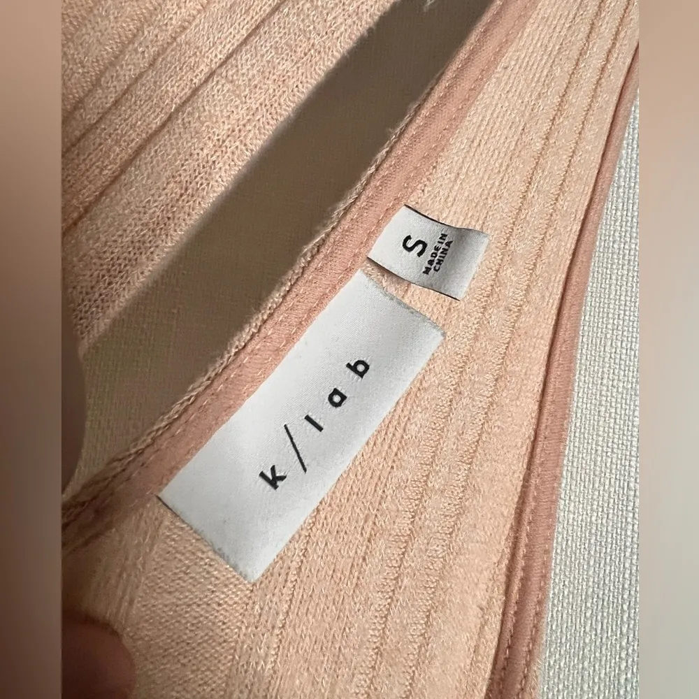 K/Lab Pink Ribbed Overall Style Dress Small - Image 3