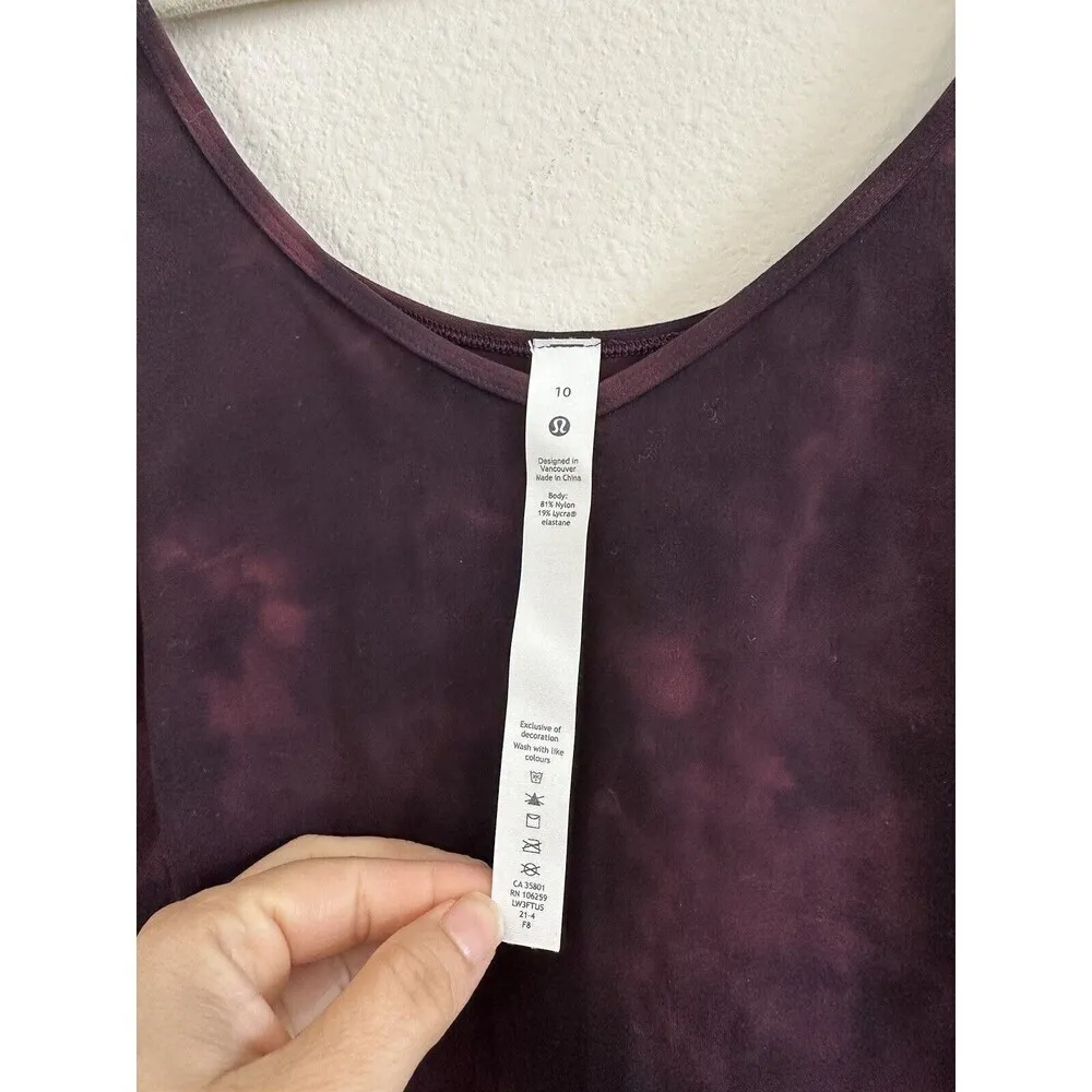 Lululemon Size 10 Align Long Sleeve Crop Shirt Women's Diamond Dye Cassis Black - Image 3