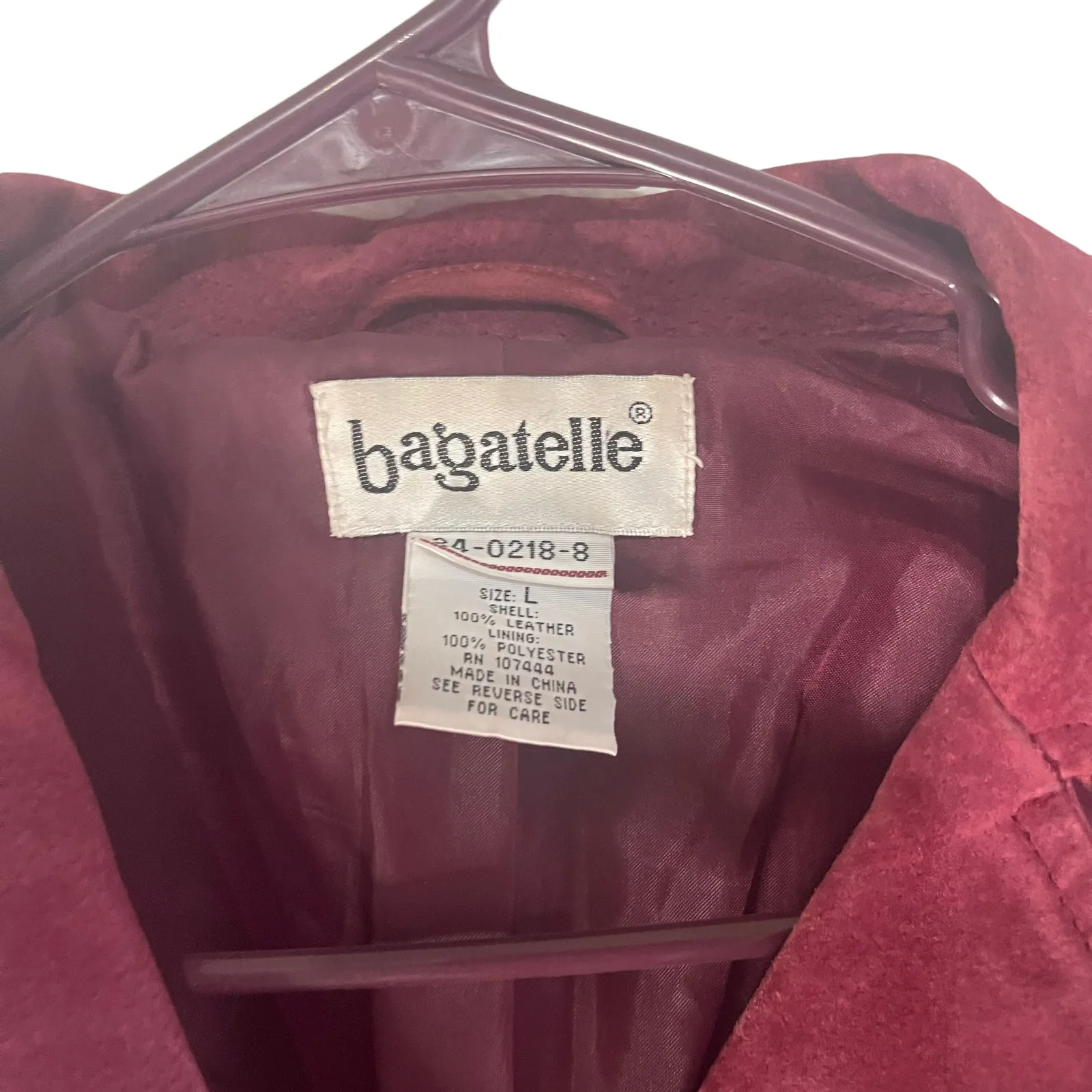 Bagatelle  Women's Size Large Vintage 90s Red‎ Leather Bomber Jacket - Image 5