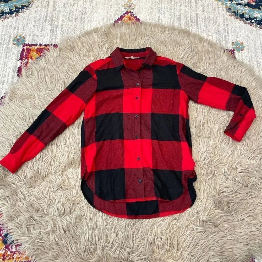 Athleta buffalo plaid button down, oversized shirt, extra small ￼ - Image 2