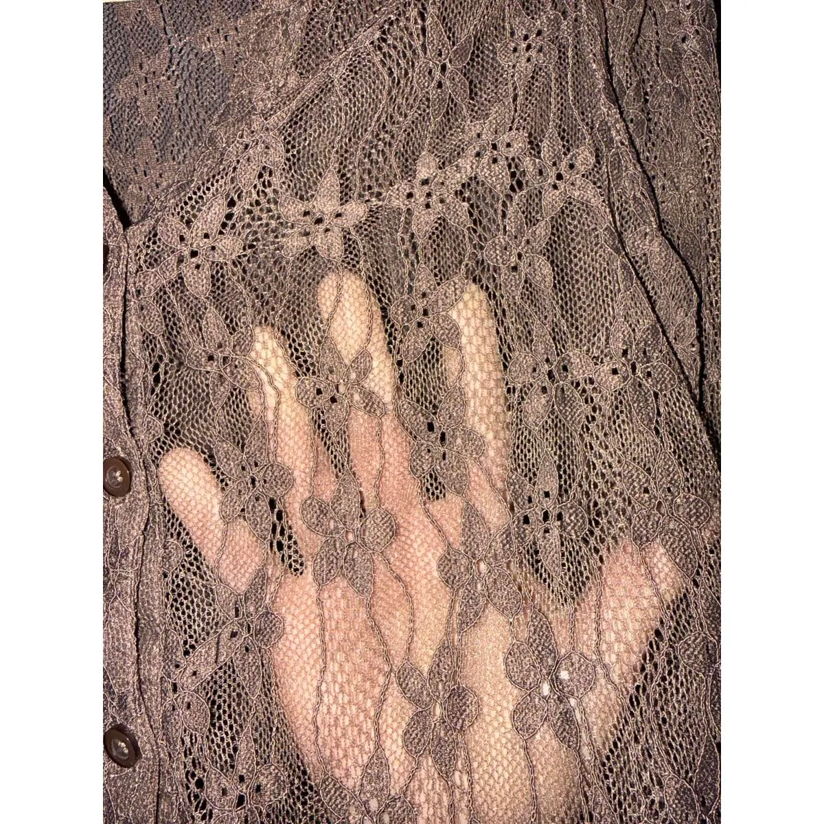 Amber Skies Brown Lace Long Sleeve Blouse Size Small - Image 6