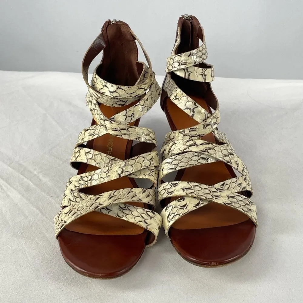 Rebecca Minkoff Strappy Leather Wedge Sandal in Snakeskin Size‎ 6.5 - Image 7