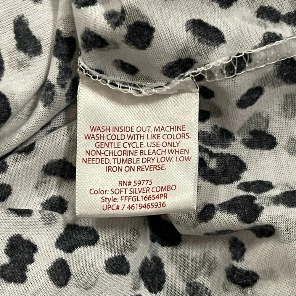 Faded Glory 3/4 Sleeve Peasant Top Womens Med Black/White Animal Print Rope Tie - Image 9