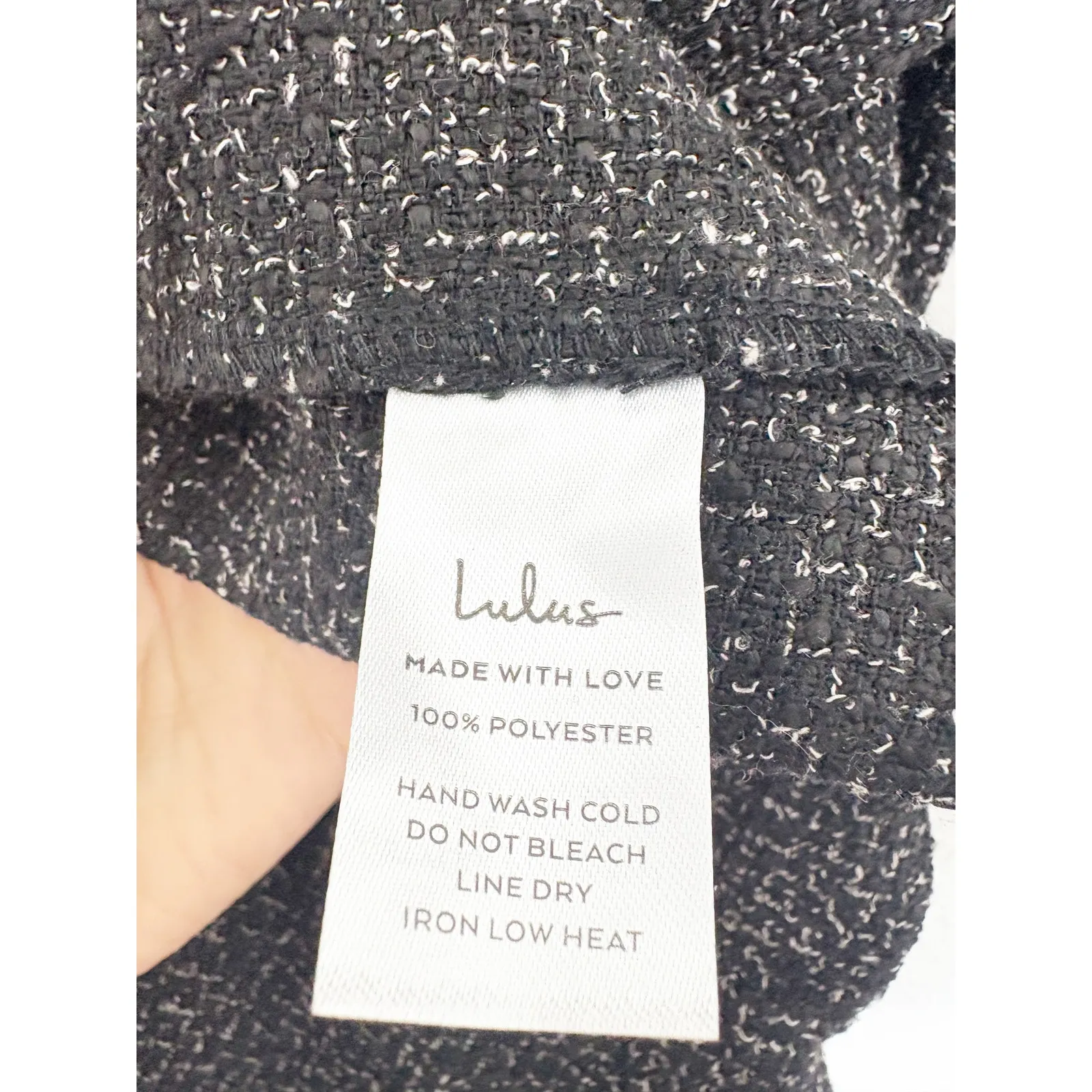 NWT Lulus Prepped Perfection Black White Tweed Trench Coat Size XL Quiet Luxury - Image 7