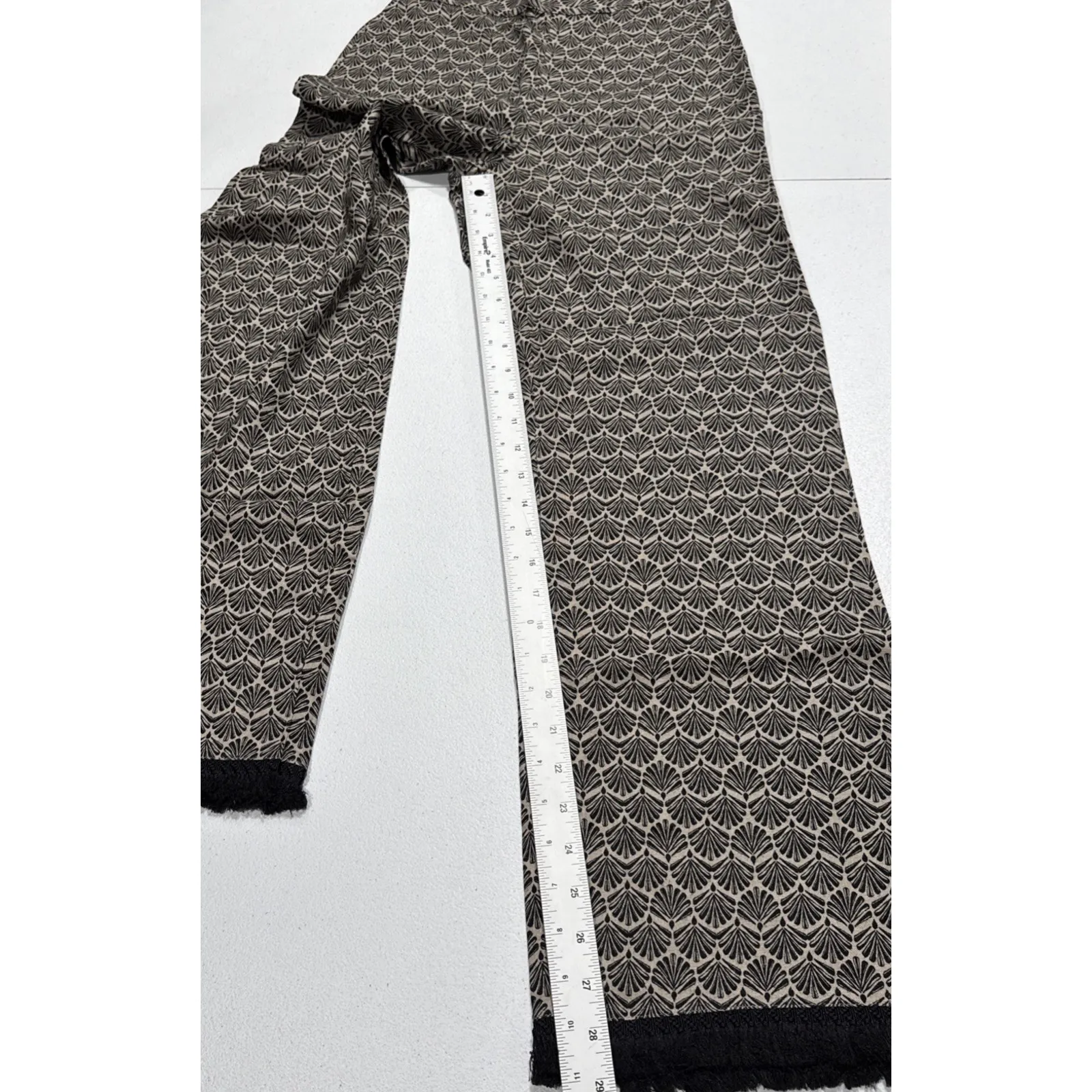 Isaac Mizrahi Bridgehampton Linen Blend Pants Fringe Hem Brown Black Sz 2 Boho - Image 8