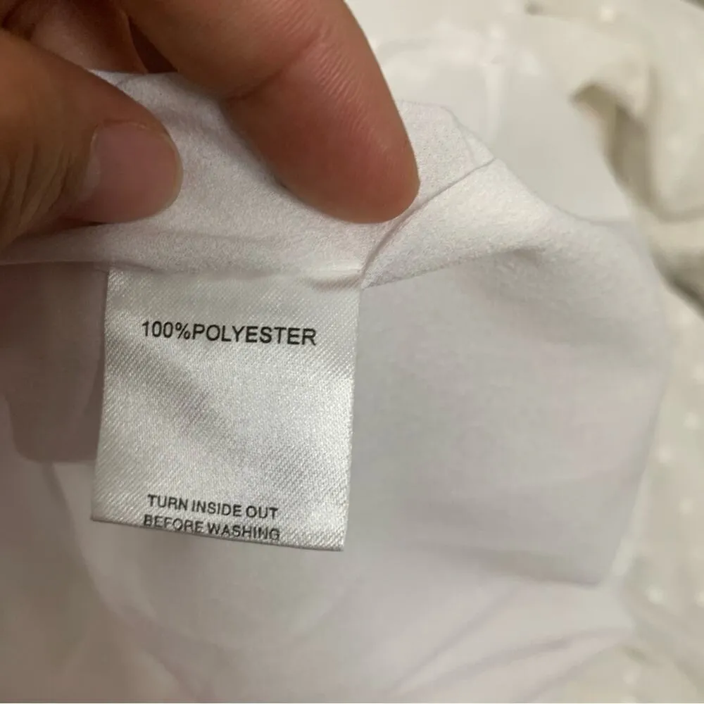 Sabo‎ skirt white tiered bardot swiss dot ruffle long sleeves dress size small - Image 10