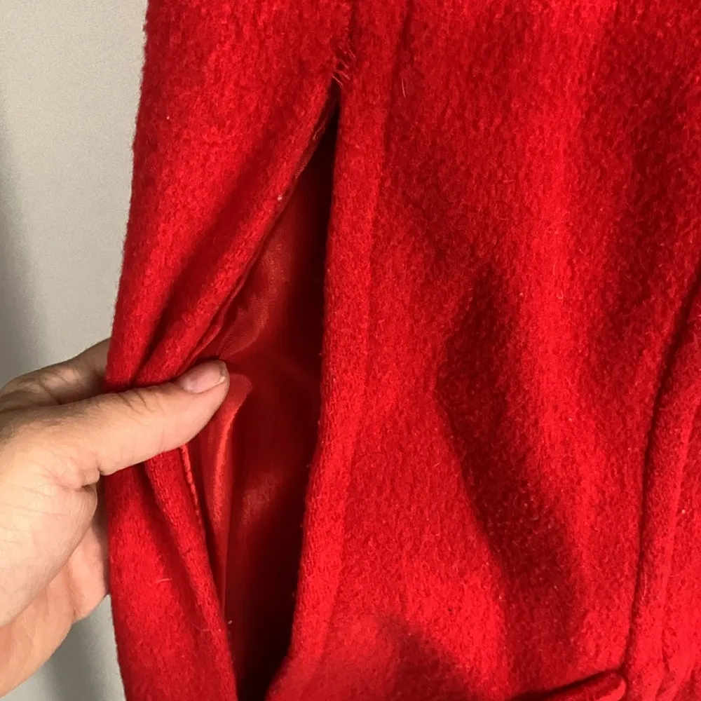 Vintage Red Wool Cape OS Size M - Image 3