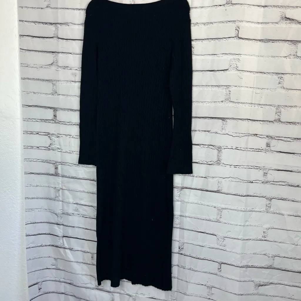 ASOS DESIGN Maternity Black Ribbed Long Sleeve Maxi Dress Women’s US 8 Minimal - Image 9