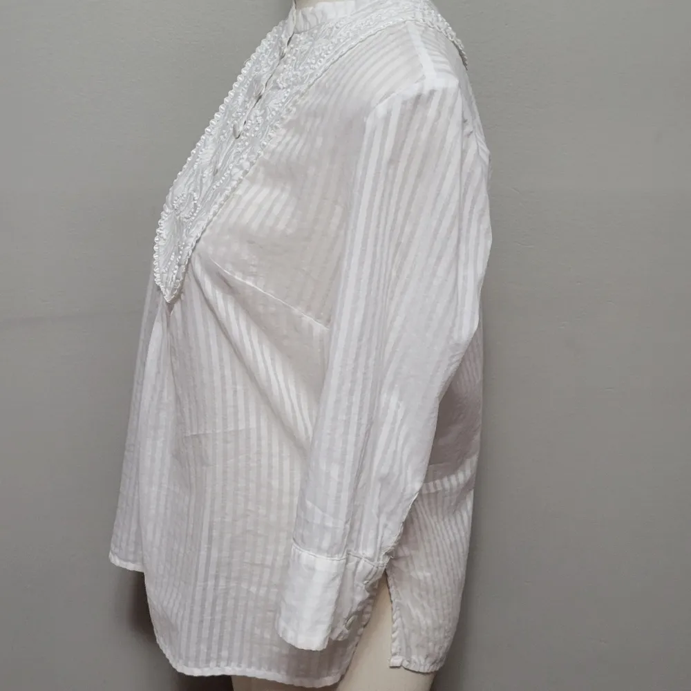 Coldwater Creek jacquard stripe bib blouse size mp - Image 4