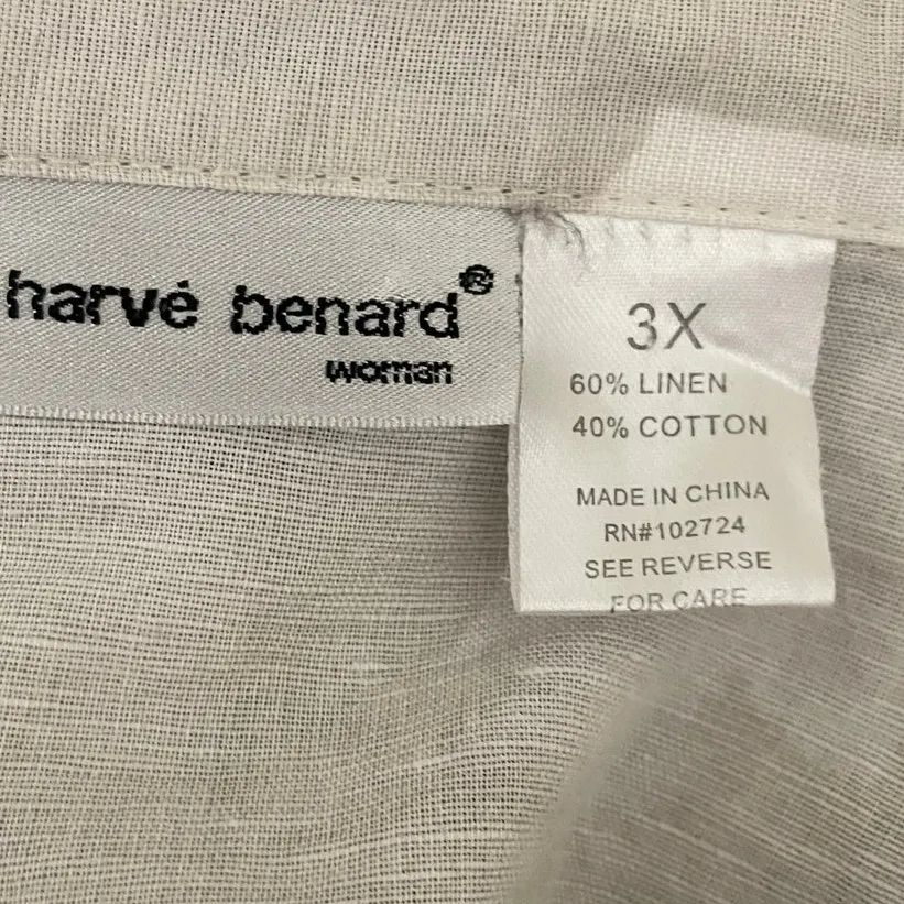 Harve Bernard Women Top 3X Abstract Floral Linen Cotton‎ Button Up Office Travel - Image 2
