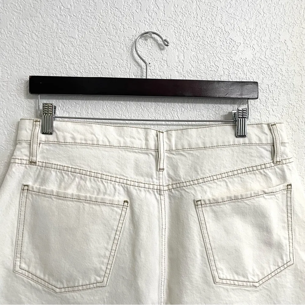 FRAME DENIM Womens Shorts High-Rise Ecru Cuffed Hem Ivory Cotton Size 32 - Image 5
