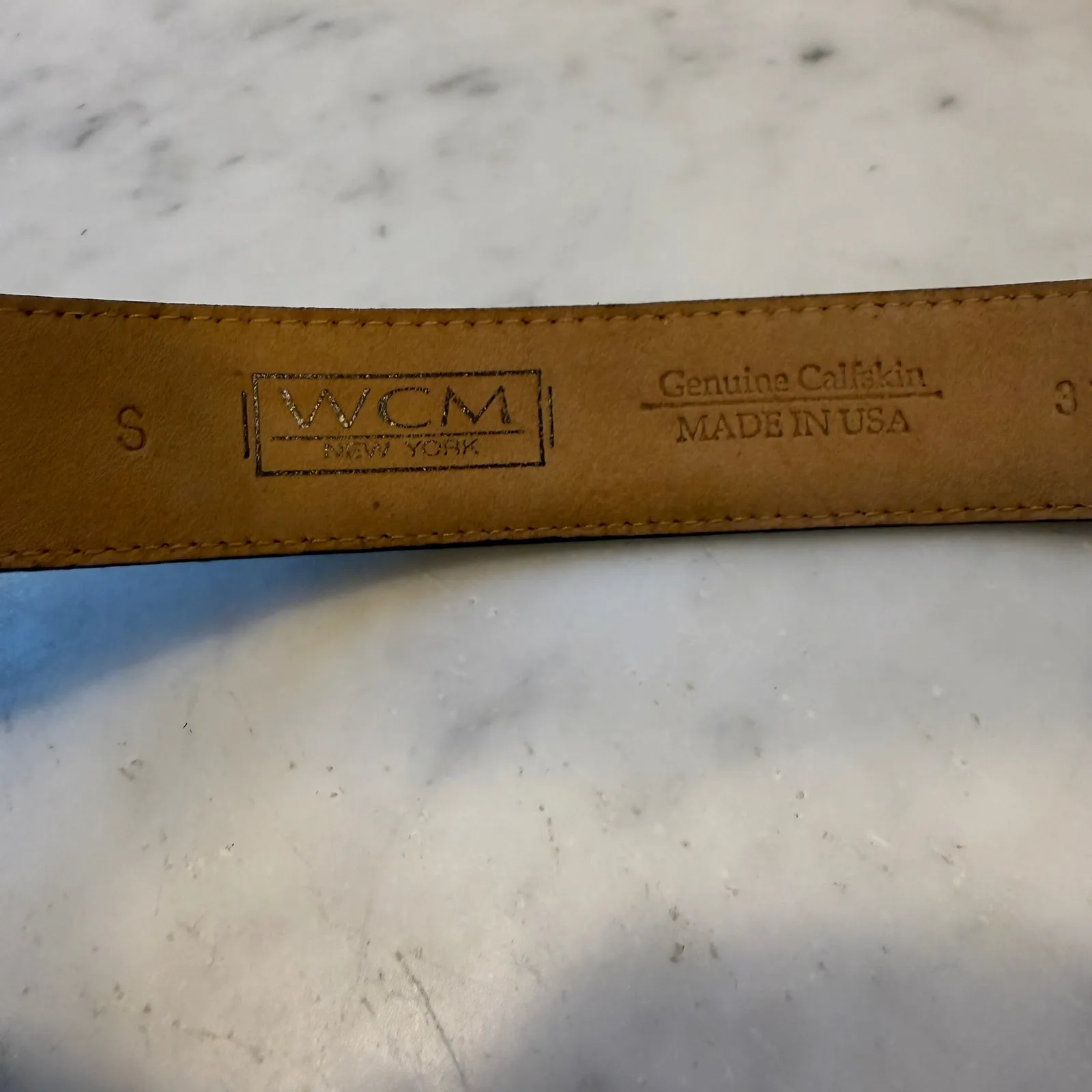 WCM Leopard Print Belt Genuine Calfskin Leather Gold Buckle Small Brown - Image 3