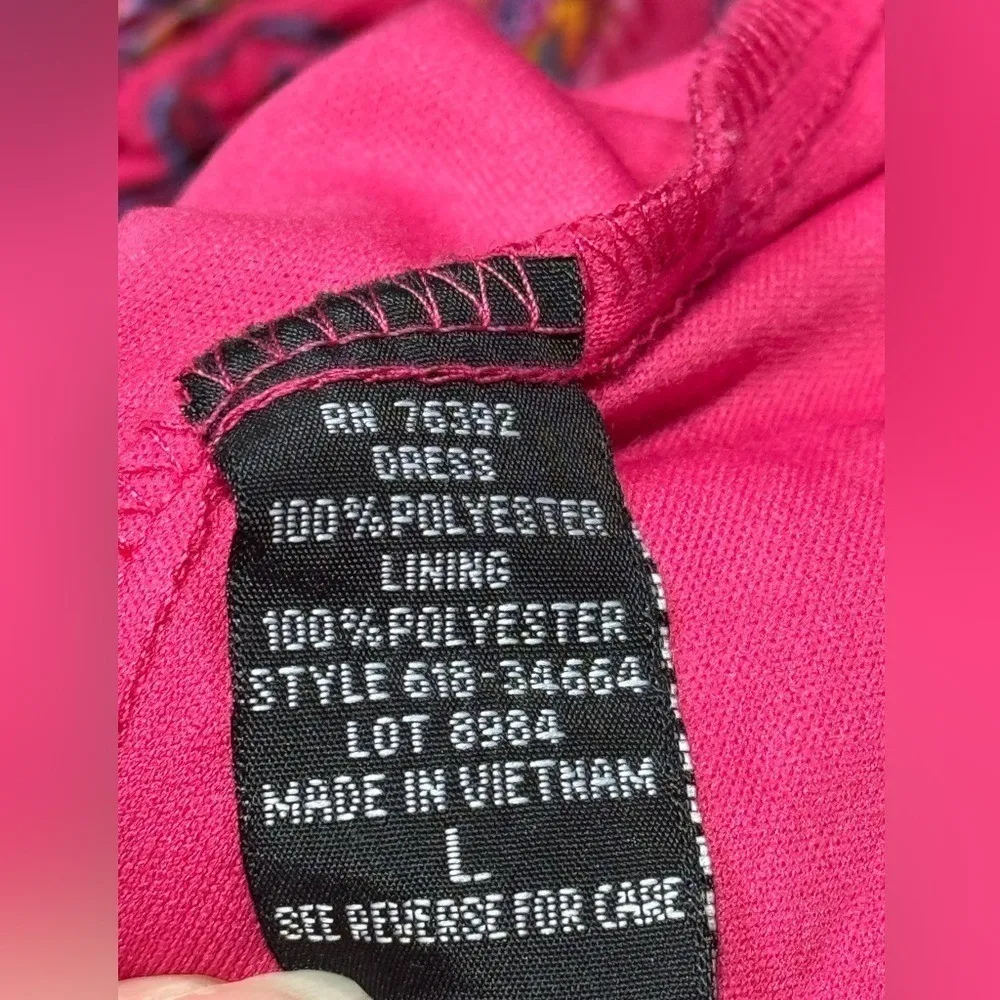 Snap Pink Paisley Strapless Dress High Low Hem Maxi Dress Summer Beach Cover LUp Size L - Image 6