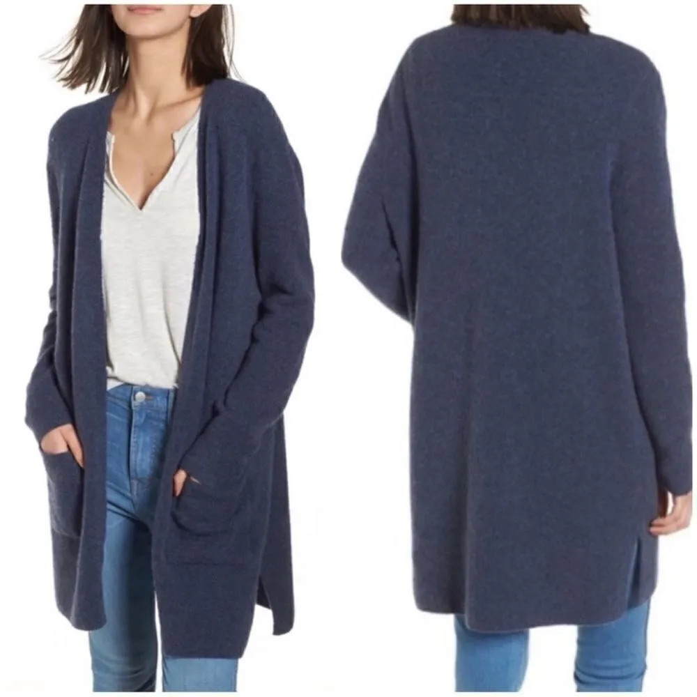 Madewell Kent Fuzzy Cardigan Merino Wool Alpaca Blend Navy Blue XXS - Image 2