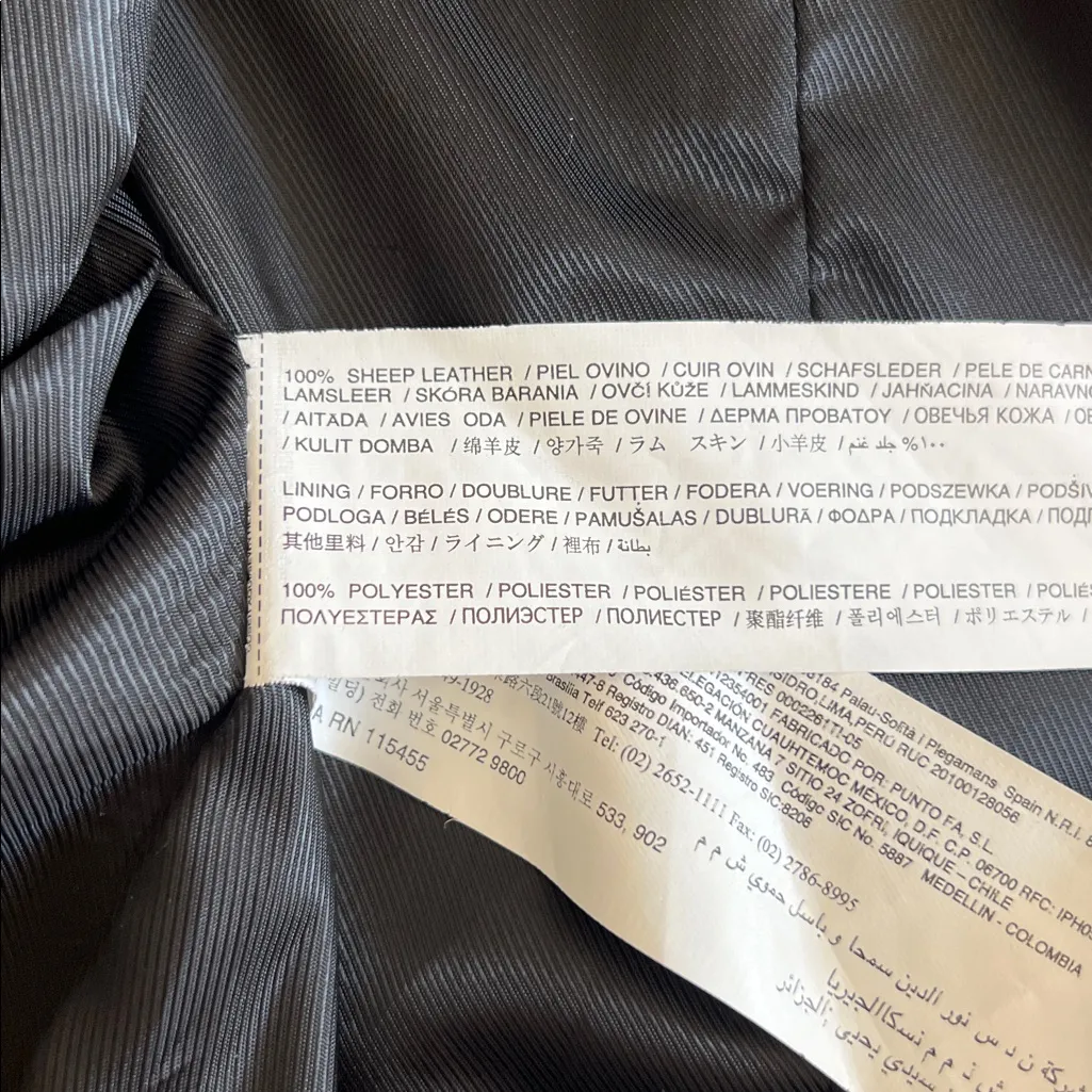 MNG Mango Sheep Leather Biker Jacket Studded Gold Black Rock Sz XS 90s - Image 11