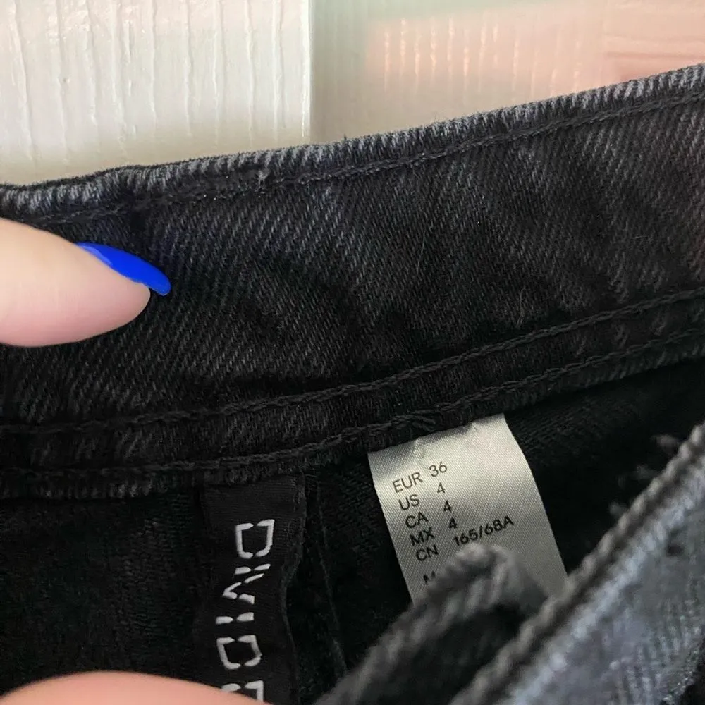 H&M divided 4 26 black wide leg flare mid to low rise jeans Y2K trendy - Image 7